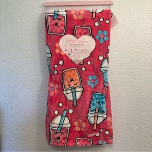NWT Betsey Johnson Pink Boba Tea Super Soft Throw Blanket 50”x60”